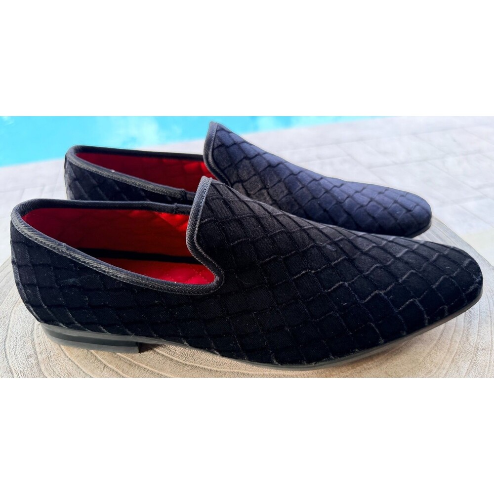 La Milano Mens Black Velvet Slip On Loafers SZ 11